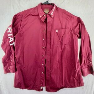 Ariat Men's Wine Button-Down Logo Western Shirt